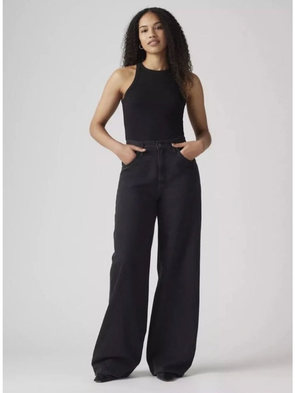 Levi's Womens Cinch Baggy Wide Leg Jeans Size 33 X 26  (US 16) Black AN NWT